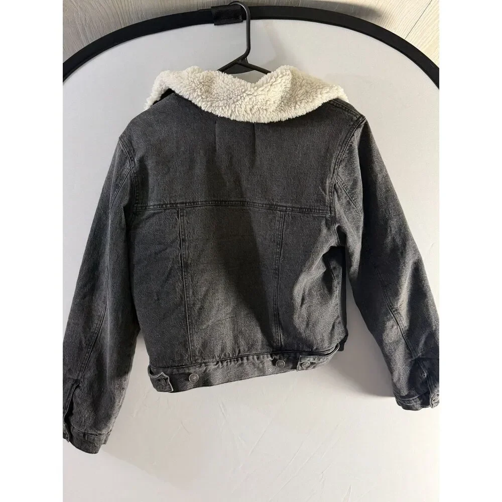Natural Reflections Women’s S/P Black Denim Sherpa Jean Trucker Jacket